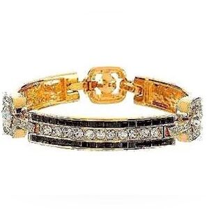 Jacqueline Kennedy Camrose & Kross 24KT GP Black Baguette Crystal link bracelet